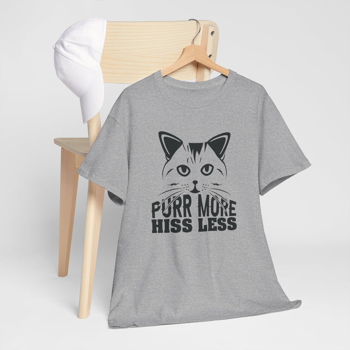 Purr More Hiss Less Cotton Tee - Happy Little Kitty