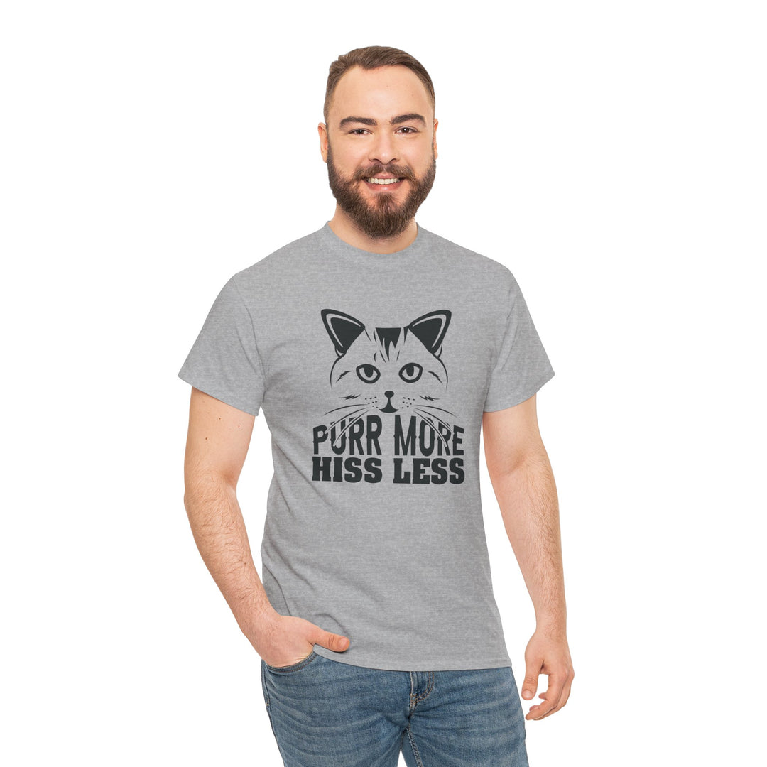 Purr More Hiss Less Cotton Tee - Happy Little Kitty