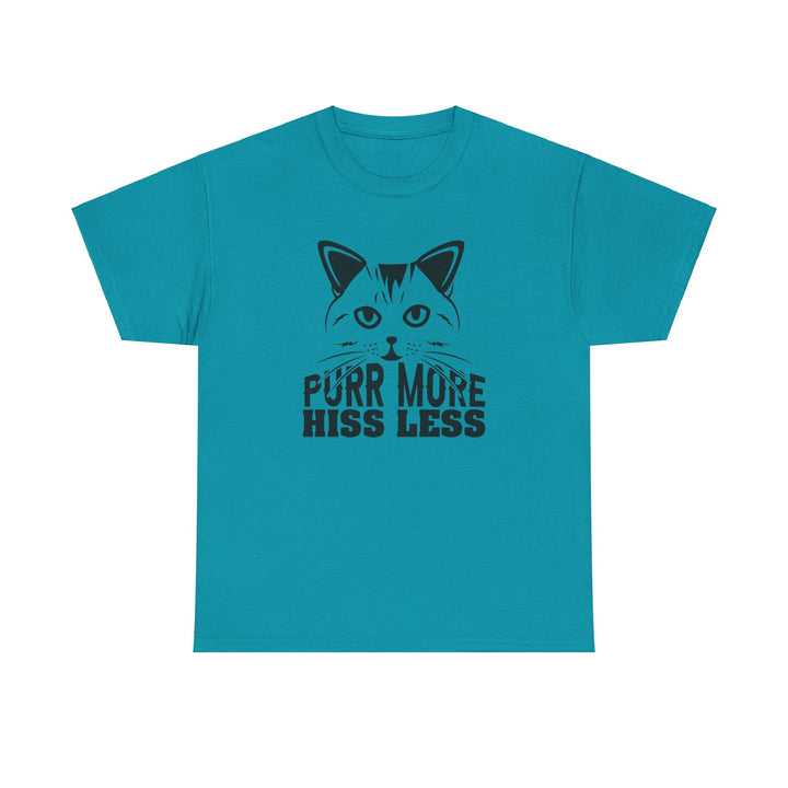 Purr More Hiss Less Cotton Tee - Happy Little Kitty