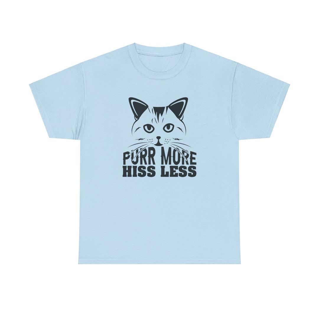 Purr More Hiss Less Cotton Tee - Happy Little Kitty