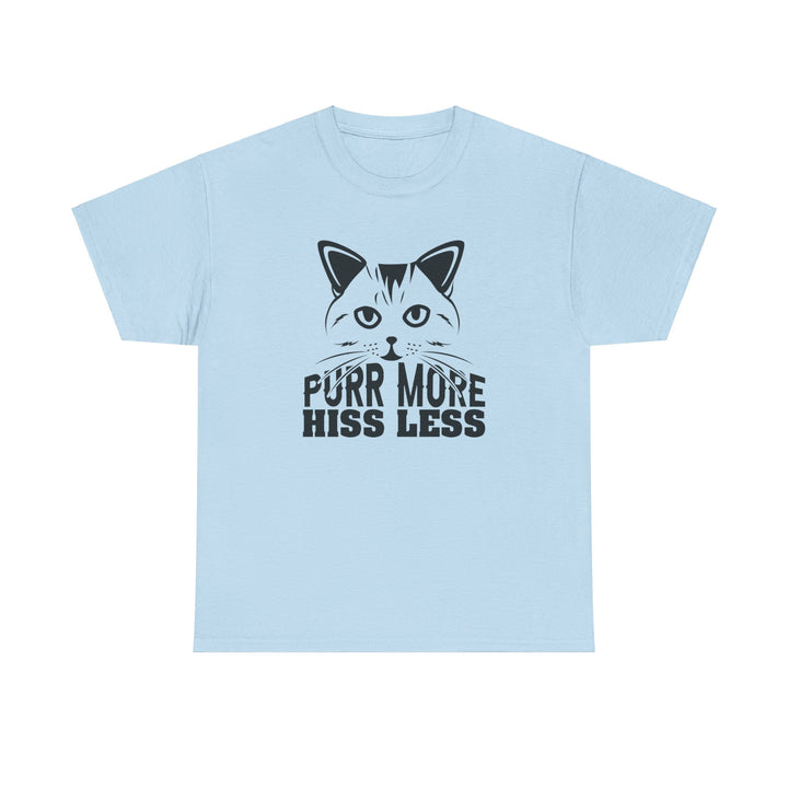 Purr More Hiss Less Cotton Tee - Happy Little Kitty