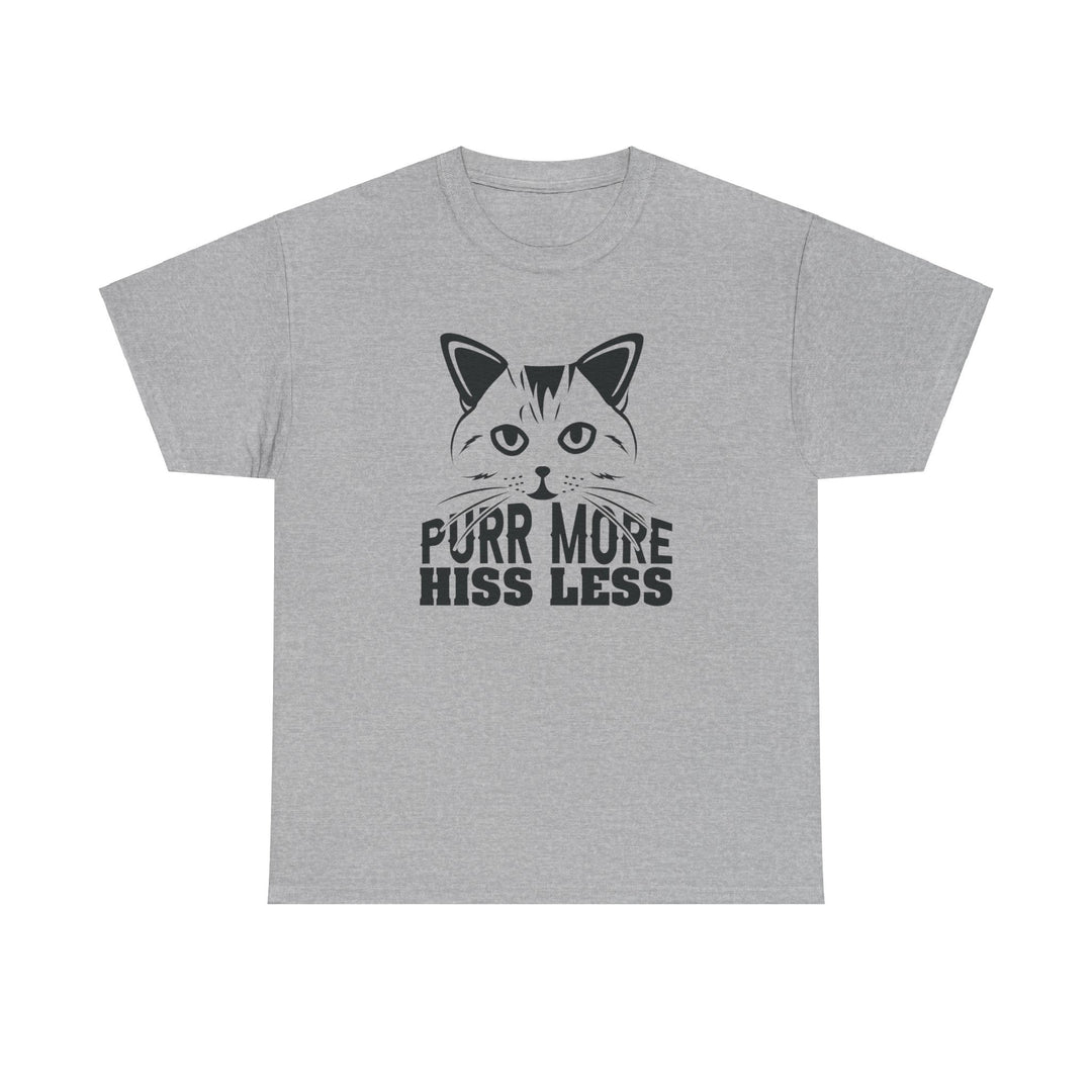 Purr More Hiss Less Cotton Tee - Happy Little Kitty