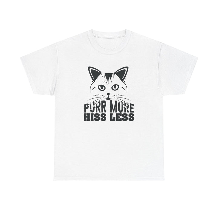 Purr More Hiss Less Cotton Tee - Happy Little Kitty