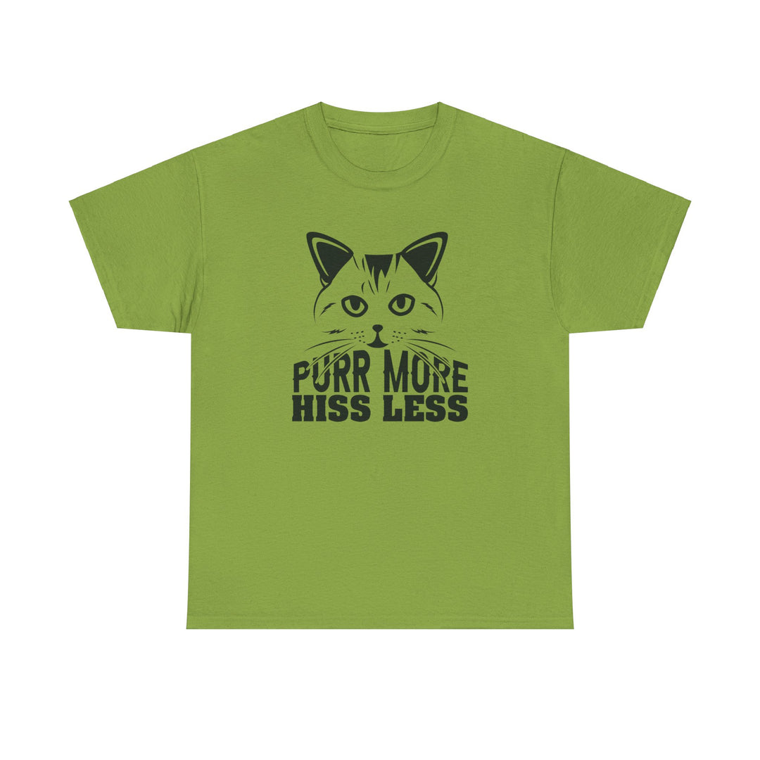 Purr More Hiss Less Cotton Tee - Happy Little Kitty