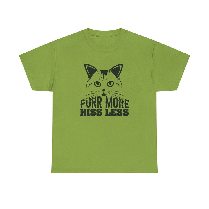 Purr More Hiss Less Cotton Tee - Happy Little Kitty