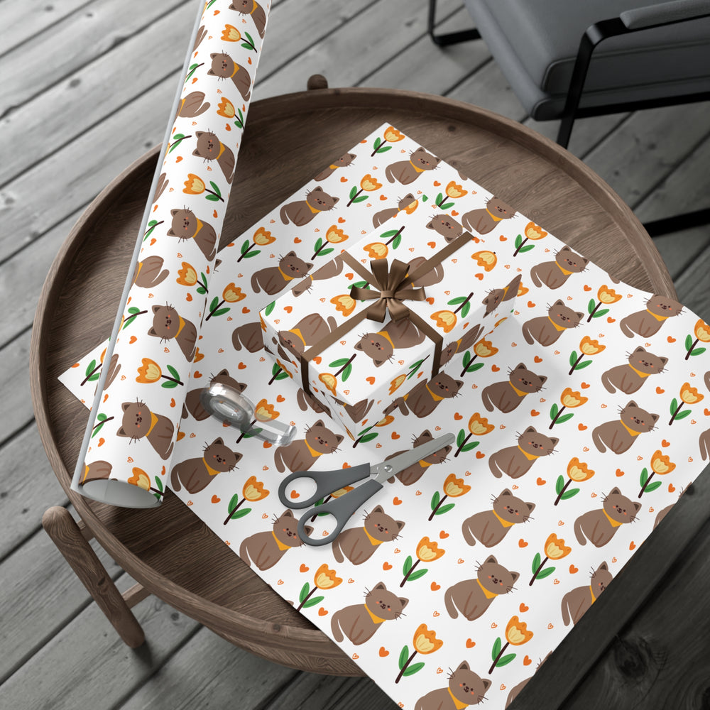 Purrfect Petals Gift Wrap - Happy Little Kitty