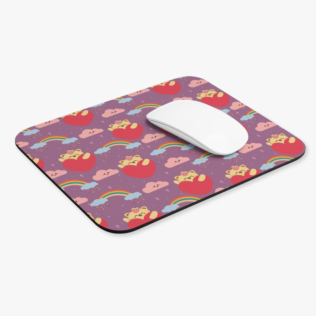 Rainbow Paw Prints Mouse Pad- Happy Little Kitty