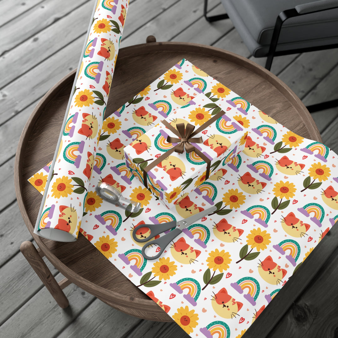 Rainbow Whisker Gift Wrap - Happy Little Kitty