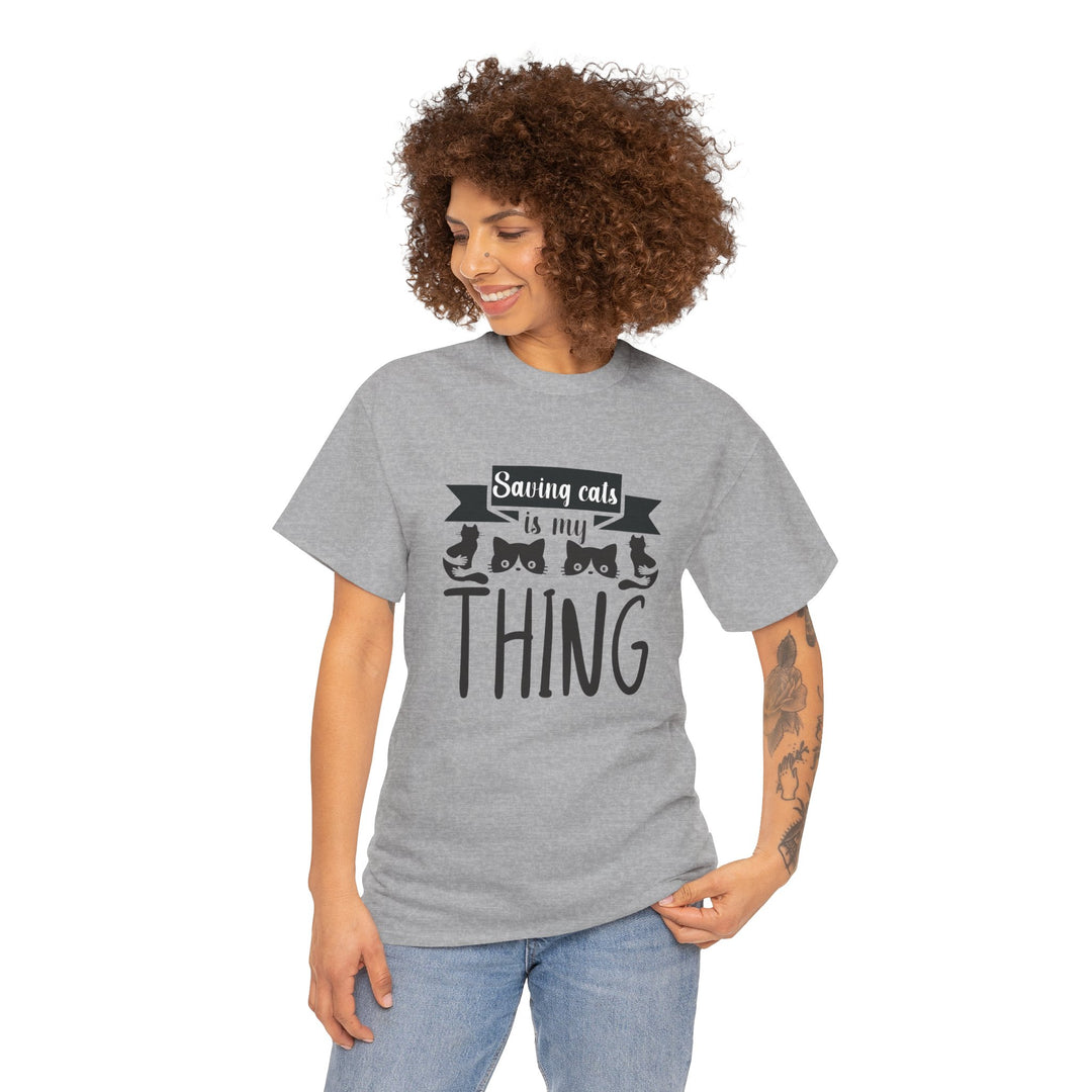 Saving Cats Is My Thing Cotton Tee- Happy Little Kitty