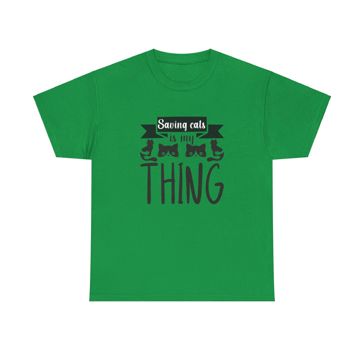 Saving Cats Is My Thing Cotton Tee- Happy Little Kitty