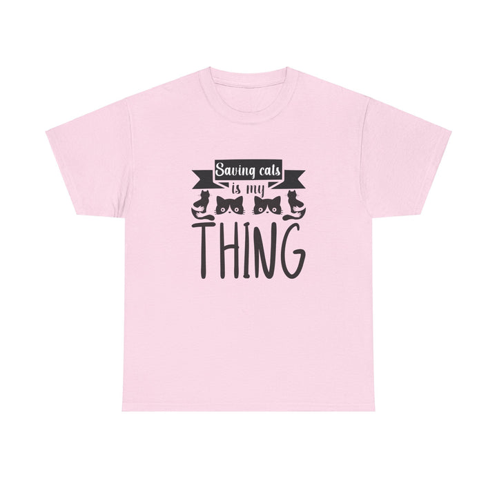 Saving Cats Is My Thing Cotton Tee- Happy Little Kitty