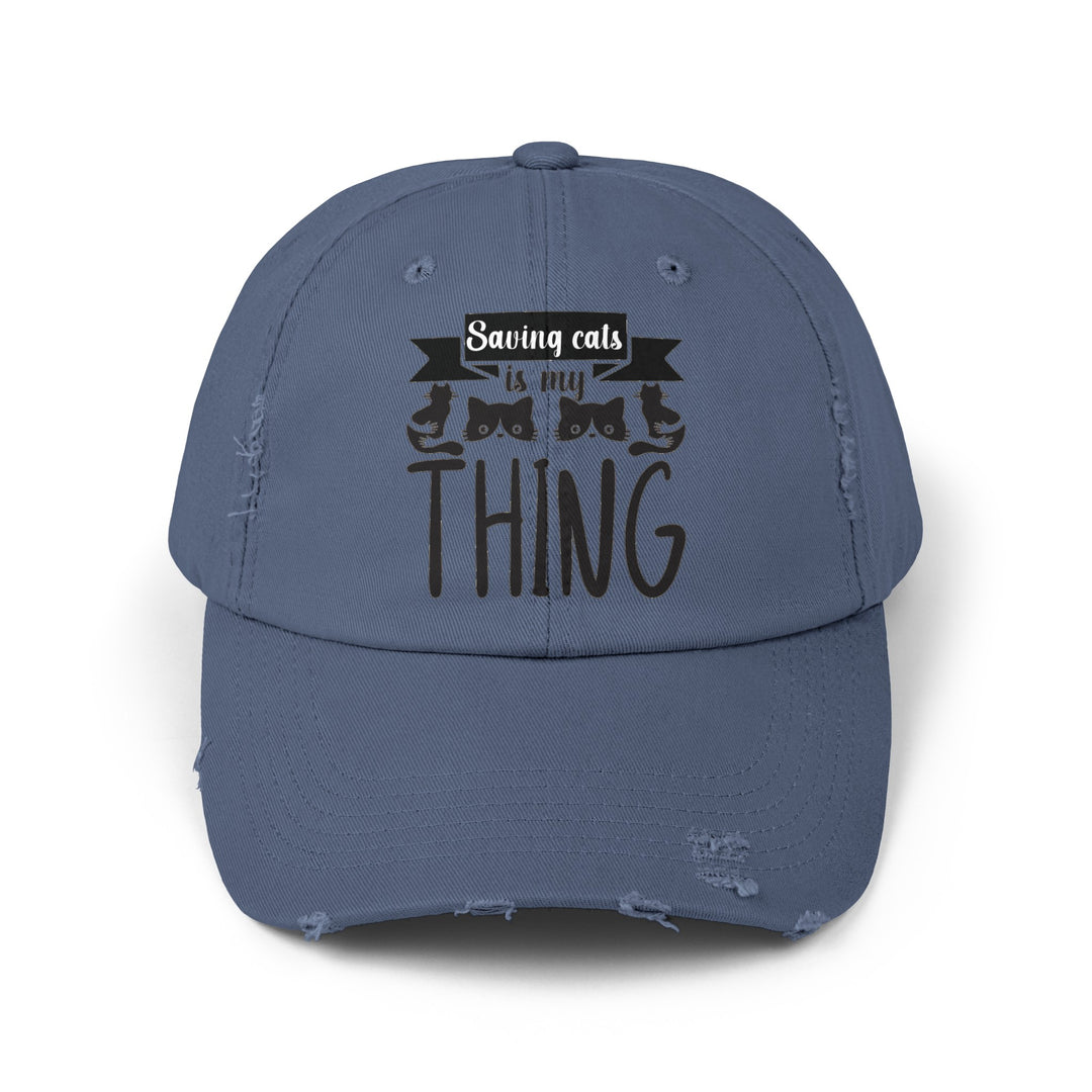 Saving Cats Unisex Distressed Hat- Happy Little Kitty