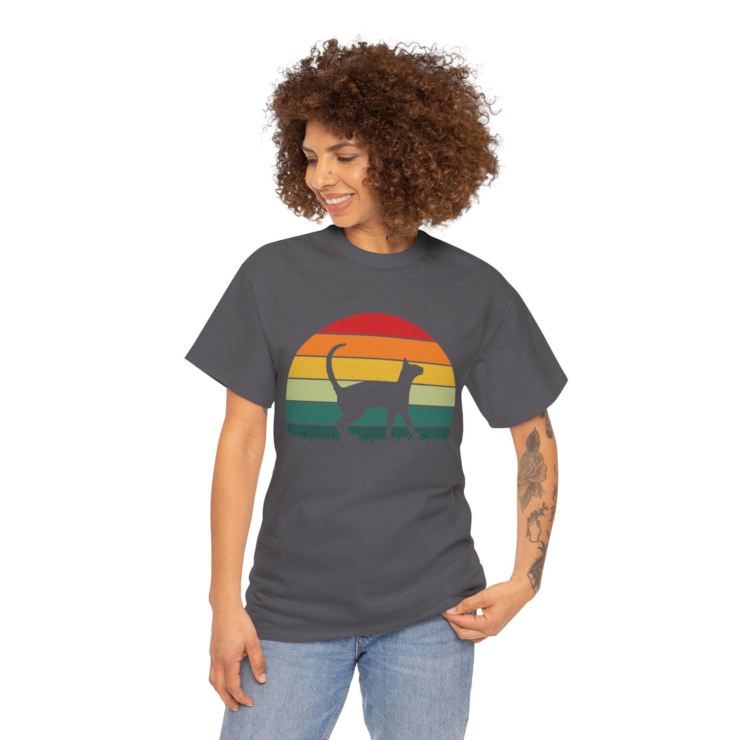 Sunset Cat Cotton Tee- Happy Little Kitty