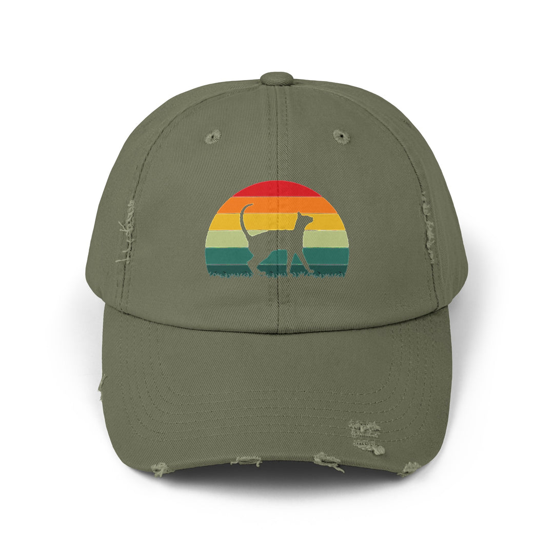 Sunset Cat Unisex Distressed Hat- Happy Little Kitty