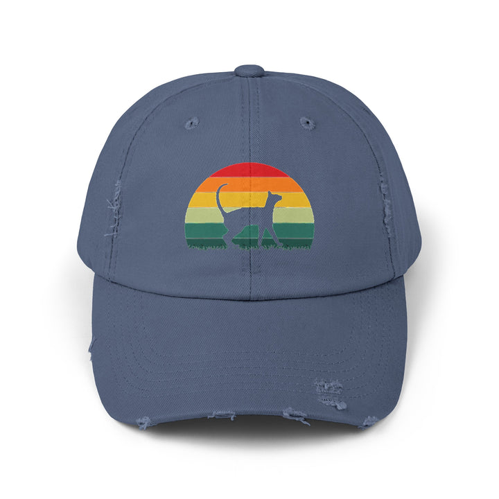 Sunset Cat Unisex Distressed Hat- Happy Little Kitty