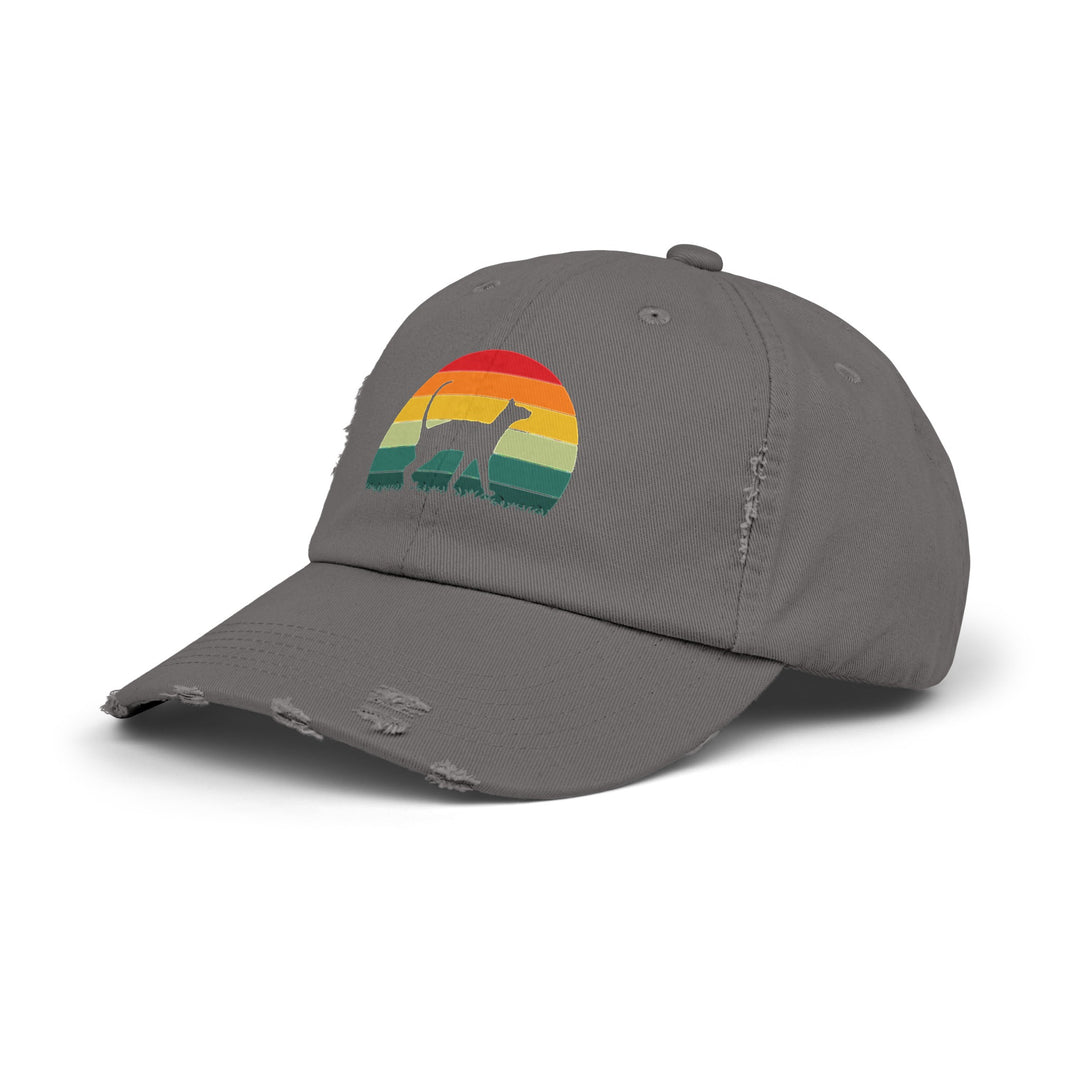 Sunset Cat Unisex Distressed Hat- Happy Little Kitty