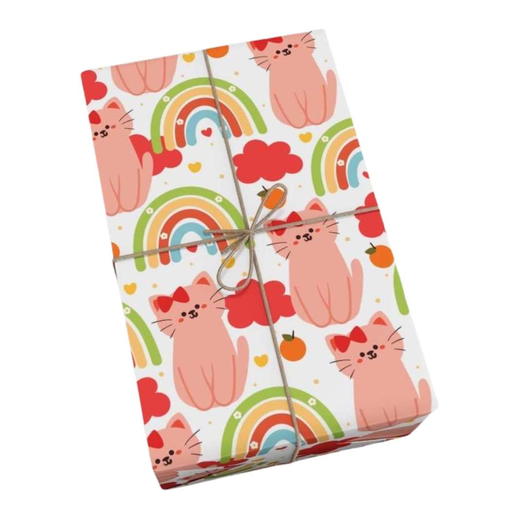 Kitties and Rainbows Gift Wrap- Happy Little Kitty