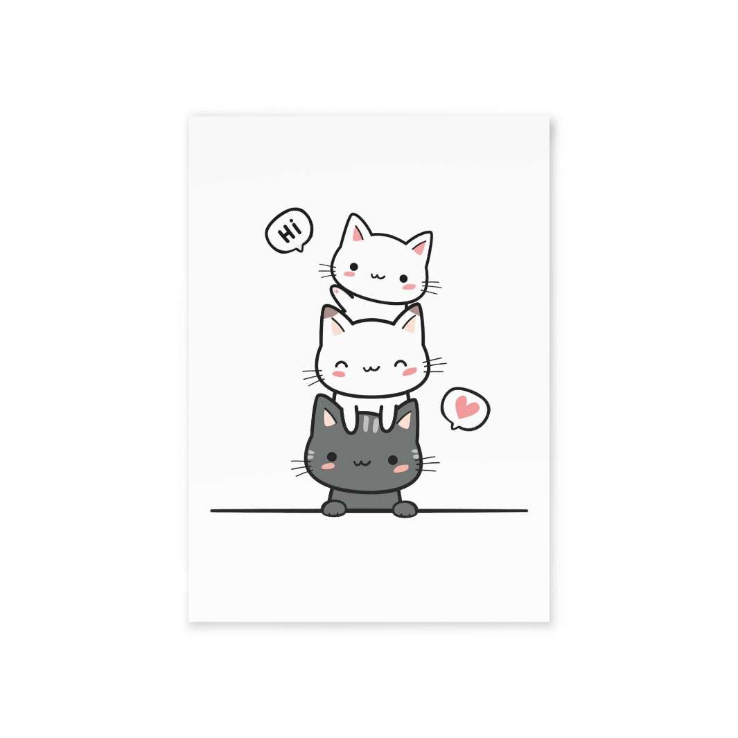 Kitty Trio Greeting Card- Happy Little Kitty
