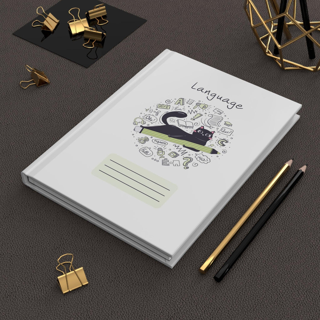 Language Cat Hardcover Journal - Happy Little Kitty