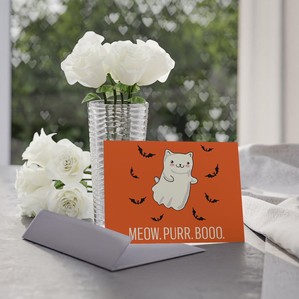 Meow. Purr. Boo. Halloween Greeting Card - Happy Little Kitty