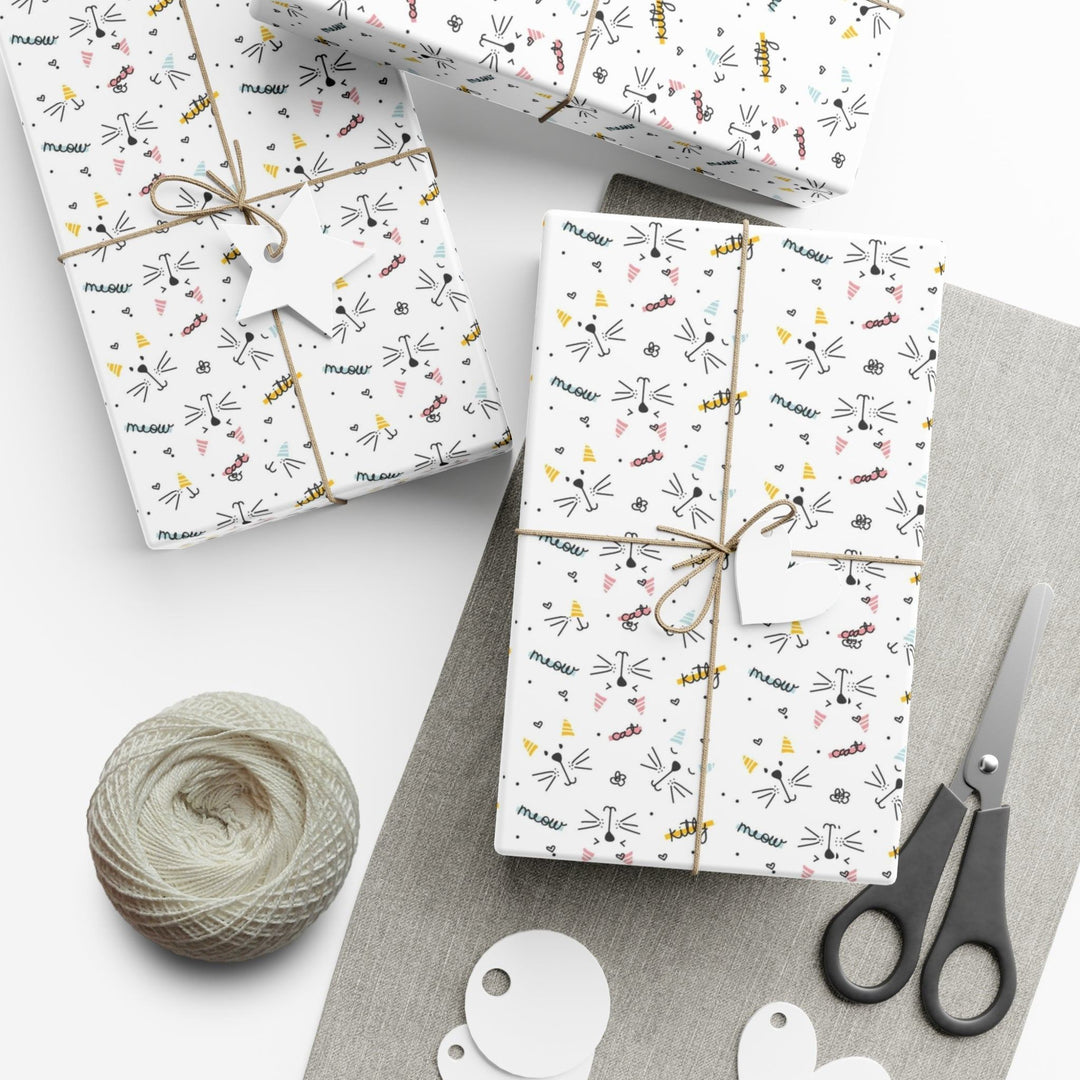 Meows and Whiskers Gift Wrap - Happy Little Kitty