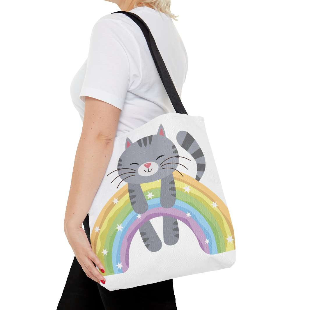 Over the Rainbow Cat Tote Bag - Happy Little Kitty