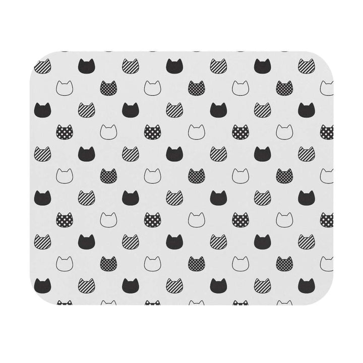 Patterned Black and White Cat Head Mouse Pad - Happy Little Kitty
