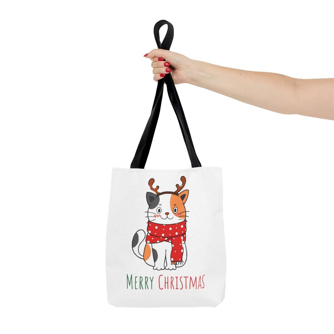 Reindeer Christmas Cat Tote Bag - Happy Little Kitty