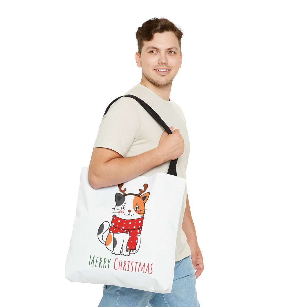 Reindeer Christmas Cat Tote Bag - Happy Little Kitty