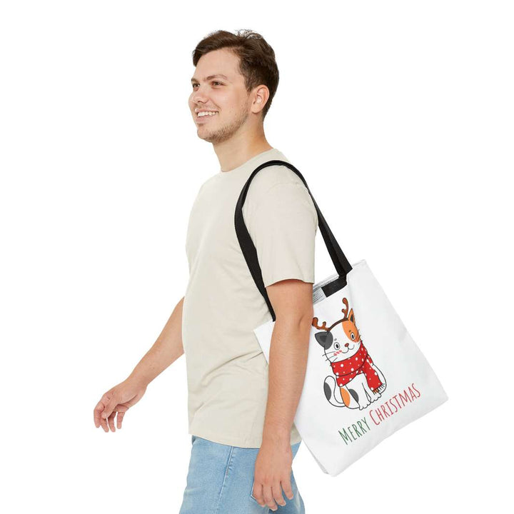 Reindeer Christmas Cat Tote Bag - Happy Little Kitty