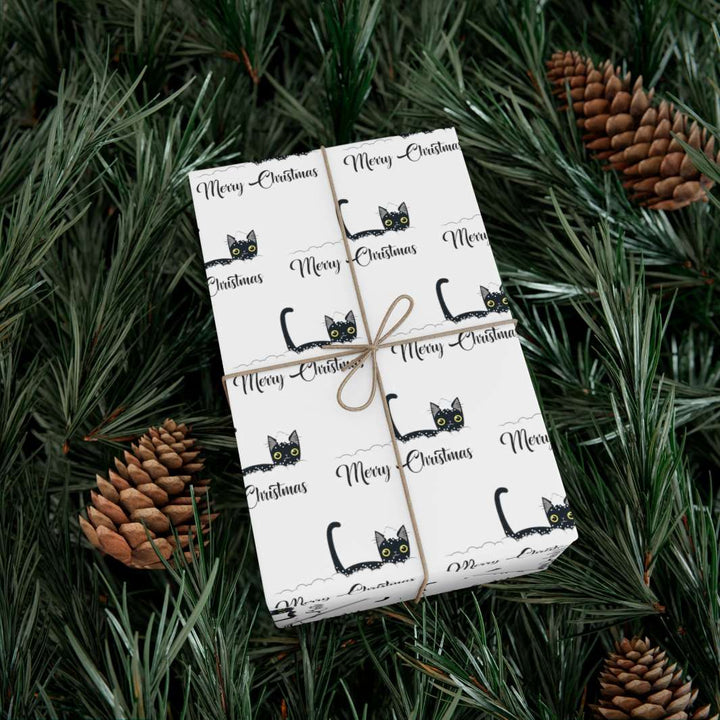 Snowy Christmas Cat Gift Wrap - Happy Little Kitty