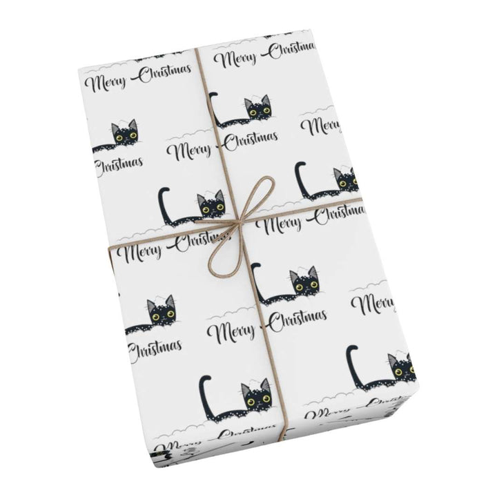 Snowy Christmas Cat Gift Wrap - Happy Little Kitty