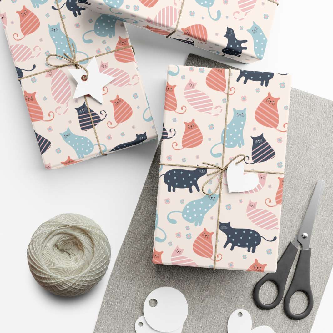 Striped Cat Gift Wrap - Happy Little Kitty