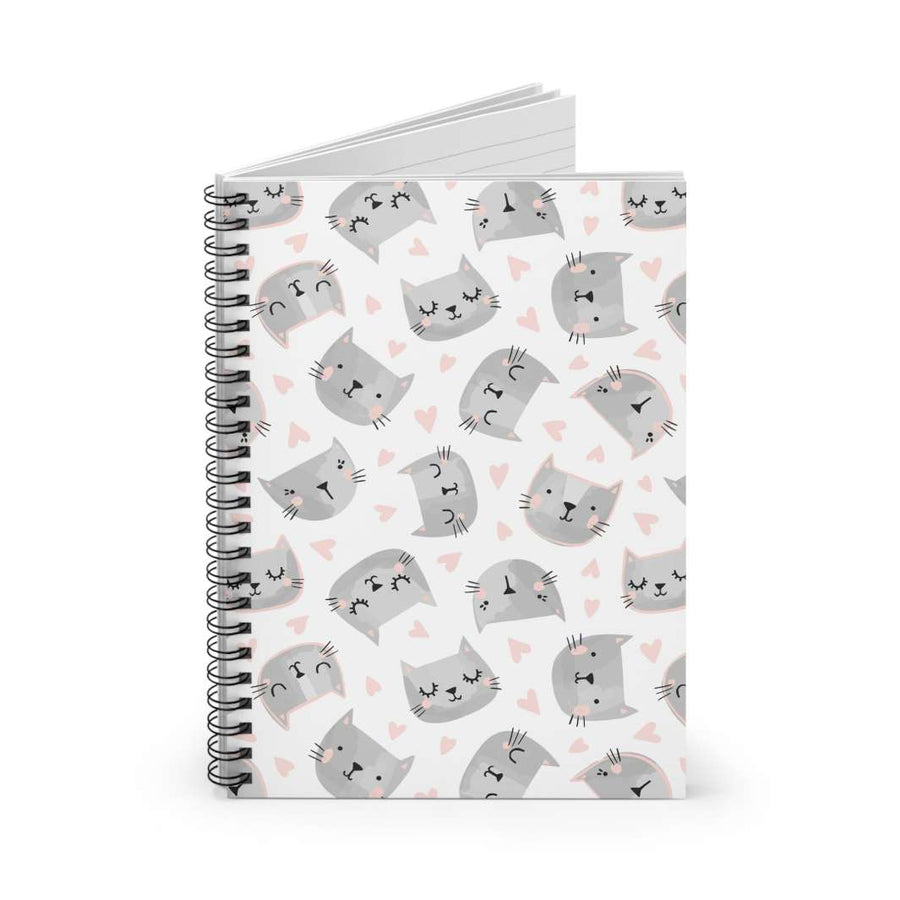 Sweet Gray Kitty Spiral Notebook - Happy Little Kitty