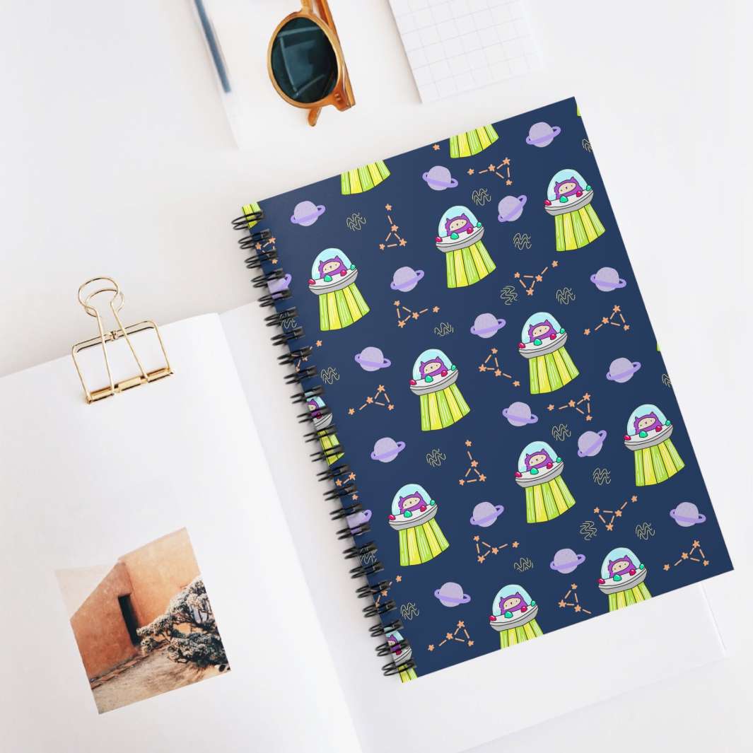 UFO Cat Spiral Notebook - Happy Little Kitty