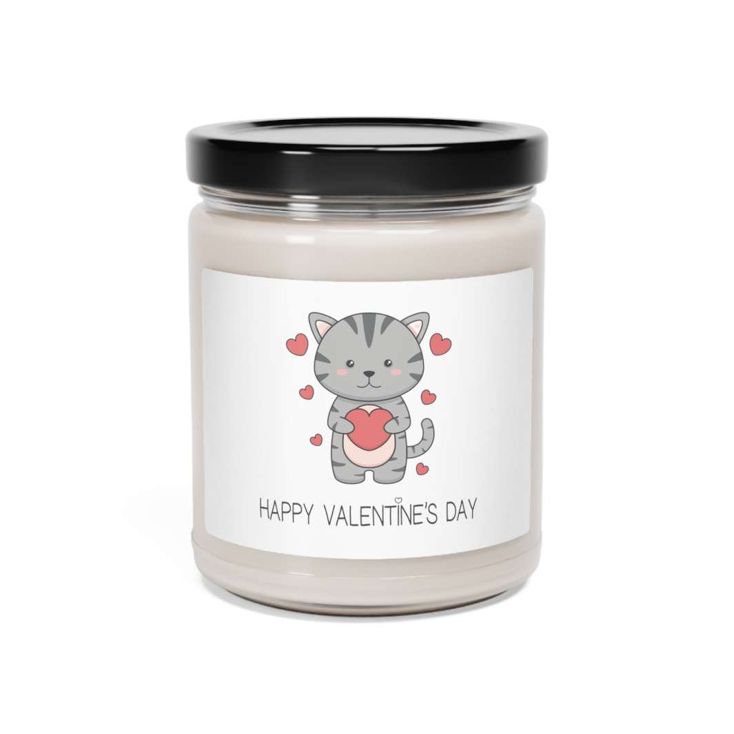 Valentine Cat Scented Soy Candle, 9oz - Happy Little Kitty