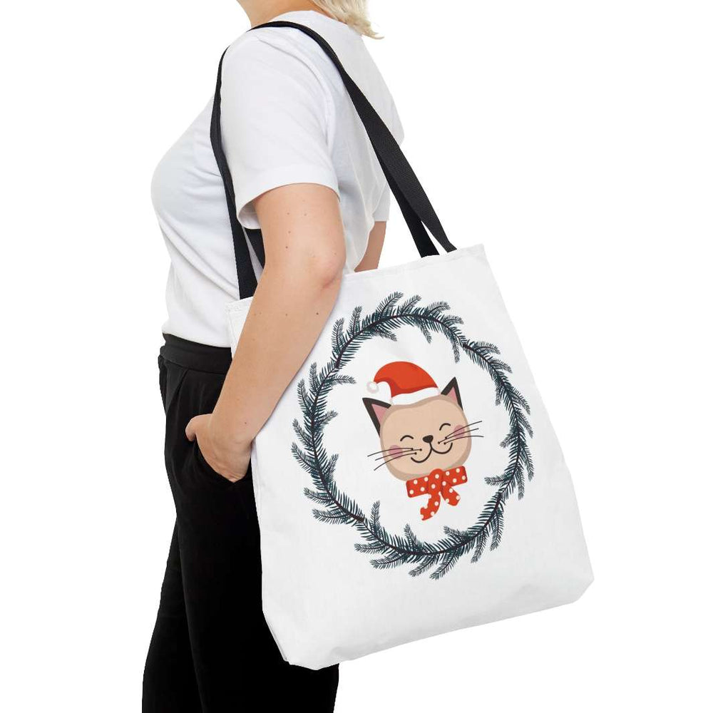 Vintage Christmas Cat Tote Bag - Happy Little Kitty