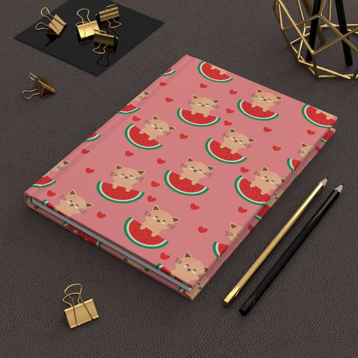 Watermelon Cat Hardcover Journal - Happy Little Kitty