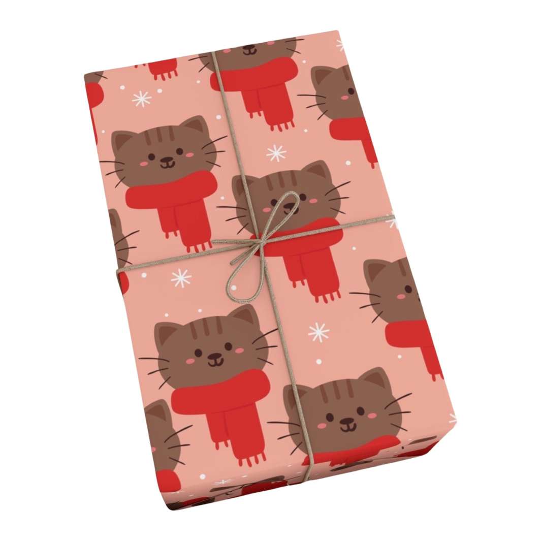 Winter Scarf Cat Gift Wrap - Happy Little Kitty