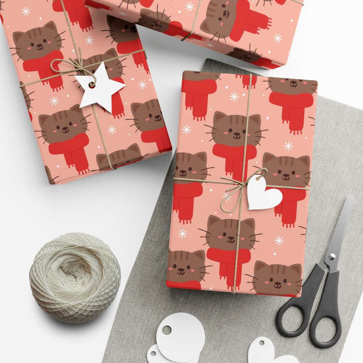 Winter Scarf Cat Gift Wrap - Happy Little Kitty