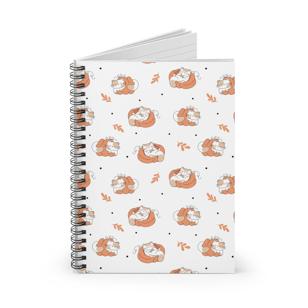 Sleepy Pumpkin Cat Spiral Notebook - Happy Little Kitty