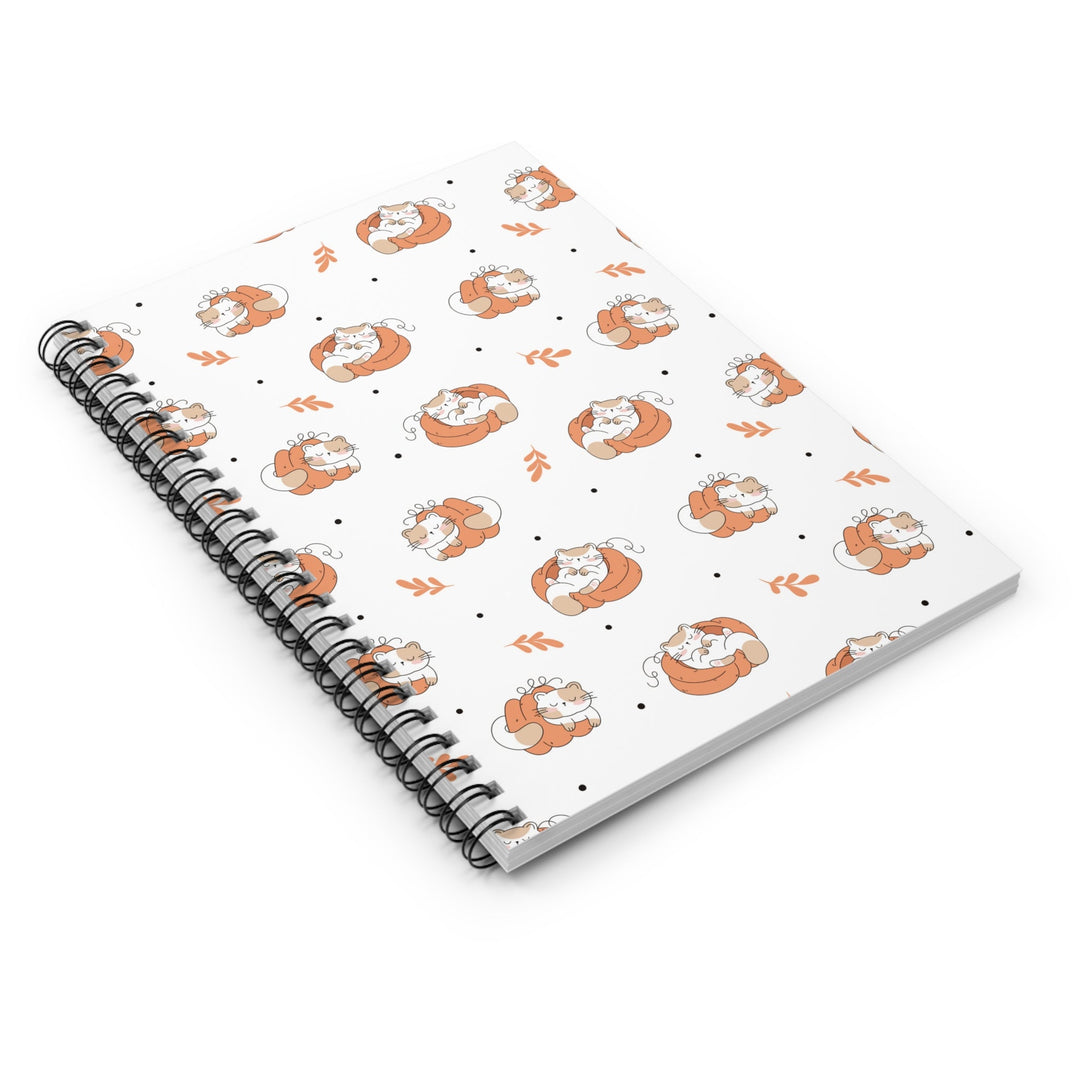 Sleepy Pumpkin Cat Spiral Notebook - Happy Little Kitty