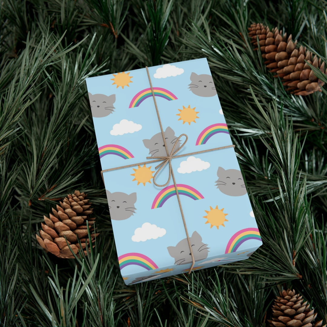 Blue Sky Kitty Gift Wrap - Happy Little Kitty