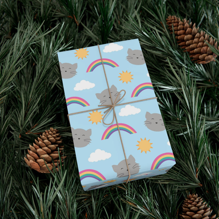 Blue Sky Kitty Gift Wrap - Happy Little Kitty