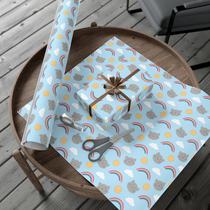 Blue Sky Kitty Gift Wrap - Happy Little Kitty