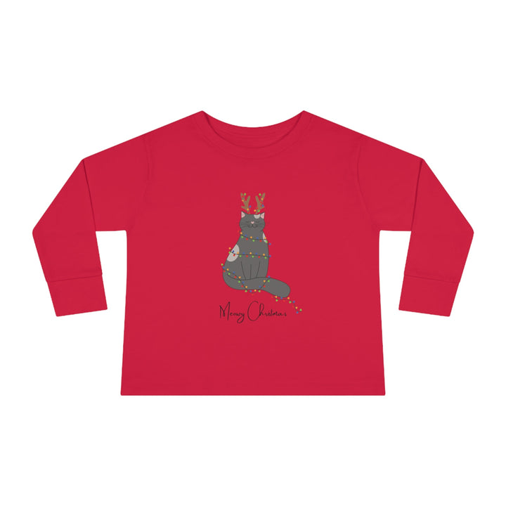 Bright Christmas Cat Toddler Long Sleeve Tee - Happy Little Kitty