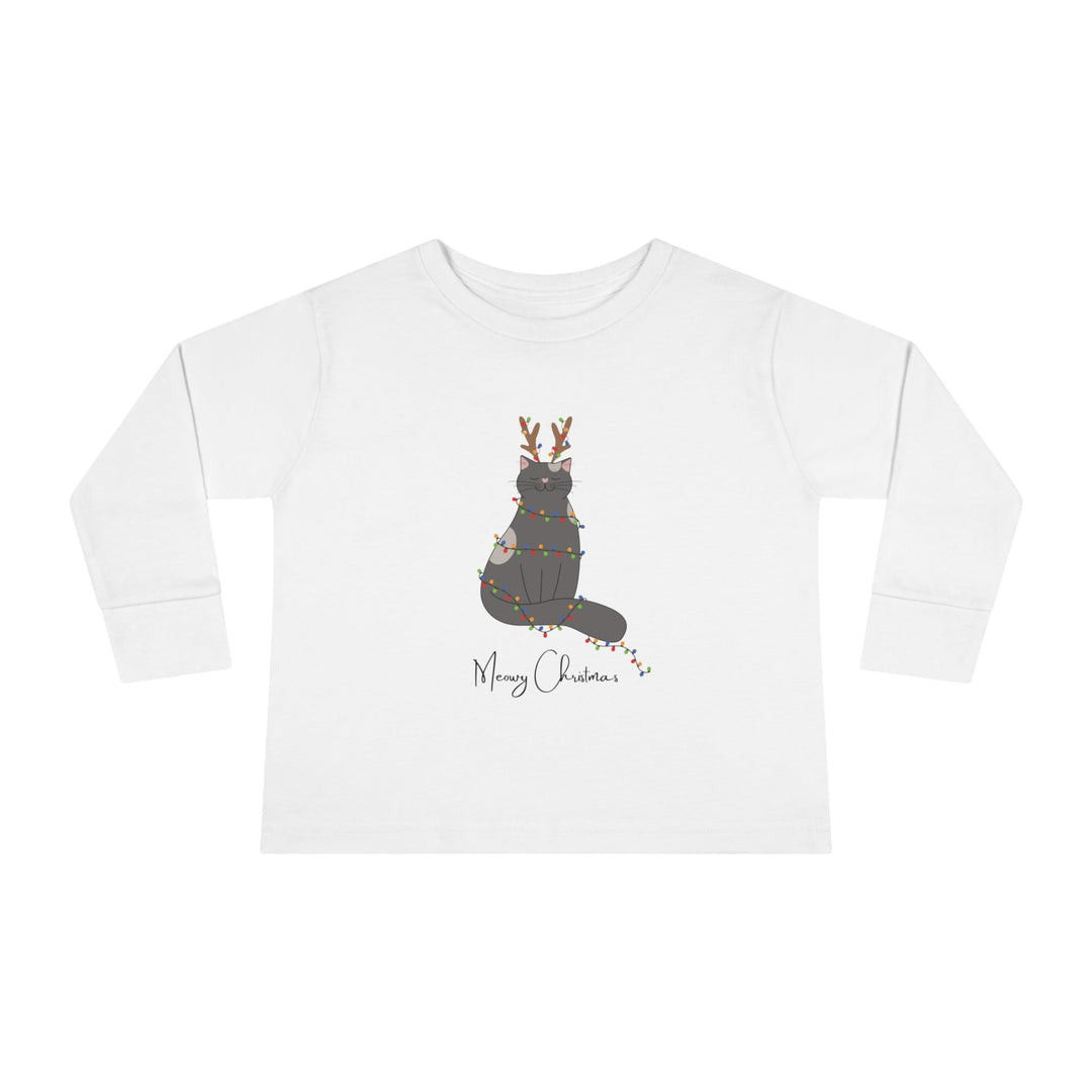 Bright Christmas Cat Toddler Long Sleeve Tee - Happy Little Kitty