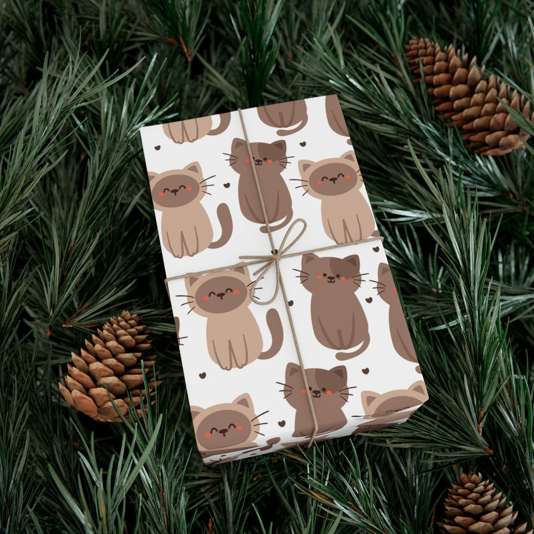 Brown Cat Gift Wrap - Happy Little Kitty