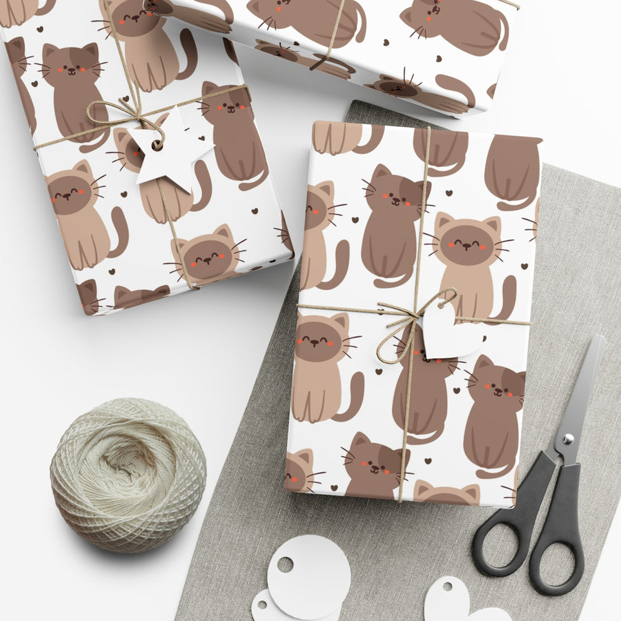 Brown Cat Gift Wrap - Happy Little Kitty