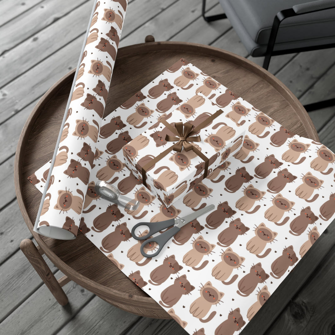 Brown Cat Gift Wrap - Happy Little Kitty